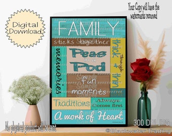 Digital Download Family Subway Style Quotes Phrases Print DIY Printable