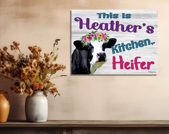 9"x12" Personalized This Is Your Name's Kitchen Heifer Cow Aluminum Farmhouse SIGN Wall Plaque