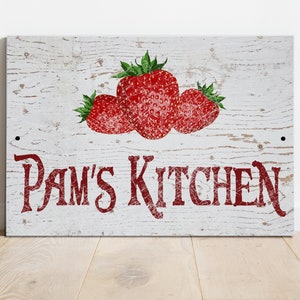 Personalized "Your Name's" Kitchen Strawberries Fruit Country Style 9" x 12" Metal SIGN Plaque Customized Custom