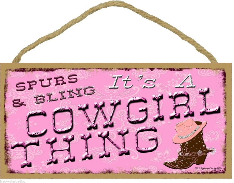 Spurs & Bling It's A COWGIRL Thing Western SIGN Rustic Lodge Cabin Ranch Decor 5 x 10 Plaque image 1