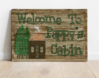 Welcome To Pappy's Cabin Rustic Mountain Lodge Style  9" x 12" Metal Grandfather SIGN Plaque Grandpa Gift