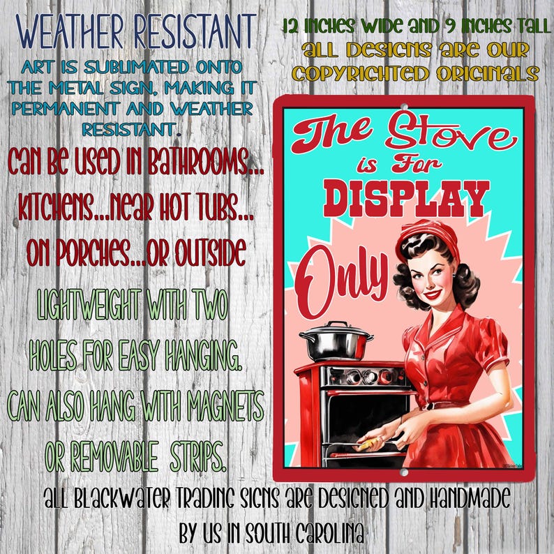 The Stove is for Display Only Retro Vintage 1950's Diner Style 9"x12 ...