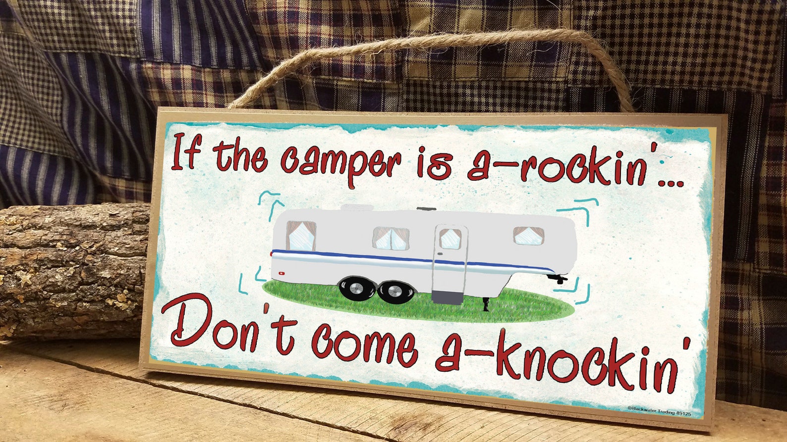 Personalized Camping Circle Door Sign - If this campers rockin' ... Don't come knockin' main image 0