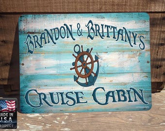 Personalized "Your Name's" Cruise Cabin Cruise Boat Ship Door Marker Decoration 9"x12" Metal Door SIGN Magnet Wall Hanging Plaque Custom