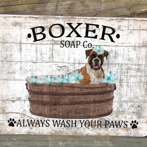 9"x12" Metal Fawn Boxer Soap Company Always Wash Your Paws Bathroom Aluminum SIGN Dog In Wash Tub Pet Bath Wall Decor Plaque