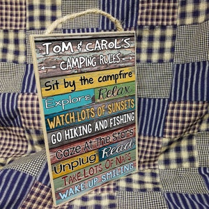Personalized Custom CAMPING RULES Sign 7x10.5 Camper RV Wall Decor Plaque Campground Owner Gift image 4