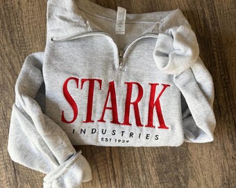 Stark Industries Embroidered Quarter Zip Sweatshirt Iron Man Hero MCU