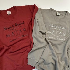 Nelson And Murdock Attorneys At Law Daredevil Embroidered Sweatshirt Daredevil Born Again Embroidery MCU Matt Murdock Foggy Nelson Lawyer