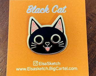 Emaille pin zwarte kat