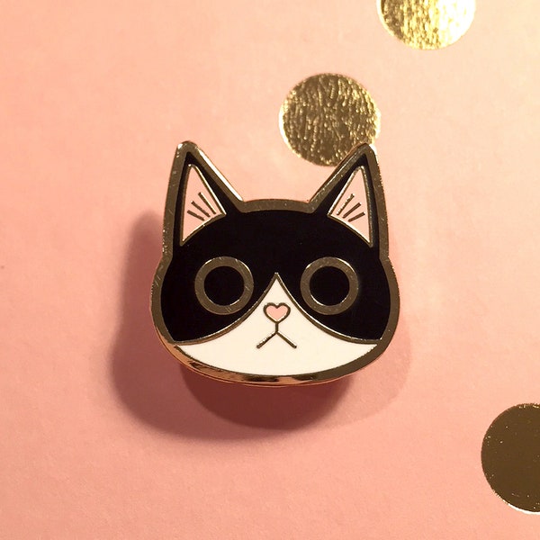 Black and White Tuxedo Cat Enamel Pin