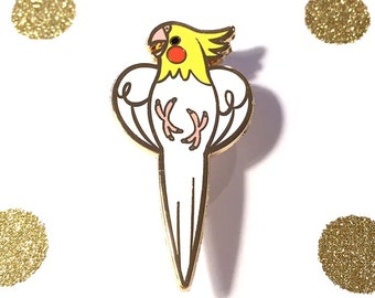 Emaille pin lutino valkparkiet