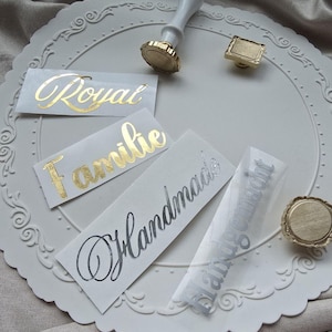 Vinyl stickers, personalized stickers, name lettering, name labels, lettering, company stickers
