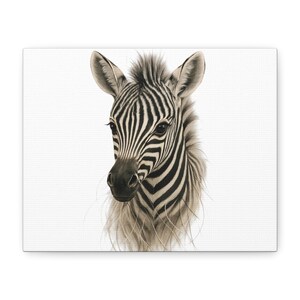 Zebra Portrait Canvas, Animal Wall Art, Modern Home Decor, Safari Theme, Unique Gift for Animal Lovers, Nursery Decoration