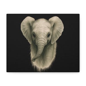 Elephant Portrait Wall Art, Modern Home Decor, Animal Lover Gift, Nursery Wall Hanging, Black and White Canvas Print