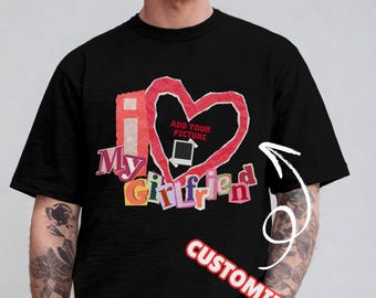 T-shirt met foto op maat: I Love My Girlfriend - grappig cadeau in collagestijl