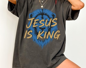 Jesus Is King Lion Graphic Tee - Christian Apparel