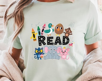 Maglietta per bambini che leggono: maglietta con grafica di animali, maglietta per insegnanti che leggono