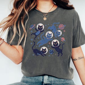 Space Cats Graphic T-Shirt: Astronaut Kitten Galaxy Tee