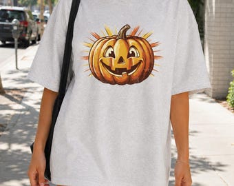 Vintage Jack O Lantern T-Shirt, Smiling Pumpkin Halloween Graphic Tee