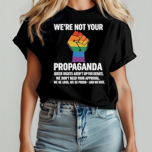 LGBTQ+ Pride T-Shirt: Rainbow Fist, Queer Rights Statement