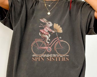 Bunny on Bike T-Shirt: Vintage Cycling Rabbit Graphic Tee