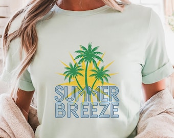 Palm Tree Sunset Graphic T-Shirt: Retro Beach Tee, Summer Vibes