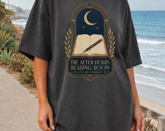 Book Lover T-Shirt, The After Hours Reading Room Art Deco Graphic Tee