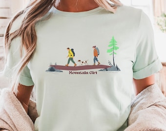 Wander-T-Shirt für Bergmädchen: Outdoor-Abenteuer-T-Shirt mit Grafikprint
