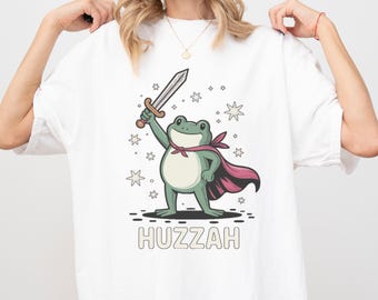 Huzzah Frog T-Shirt: Funny Medieval Knight Unisex Tee