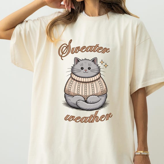 Pull, t-shirt chat météo t-shirt graphique confortable chaton