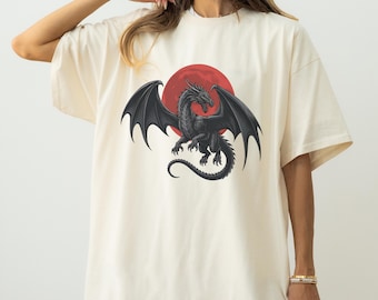 Black Dragon Graphic T-Shirt: Gothic Fantasy Tee