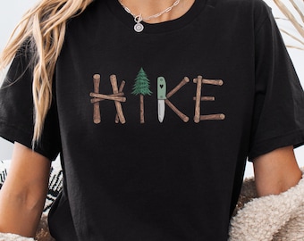 Wandel-T-shirt, T-shirt met grafische print voor buitenavonturen, unisex katoenen shirt voor wandelen in de natuur