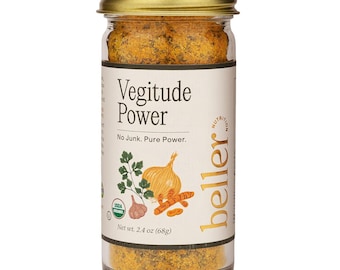 Beller Nutrition Vegitude Power | 1.4 oz | Organic Onion Powder + Garlic Powder No Salt Seasoning Spice Blend with Tumeric & Parsley