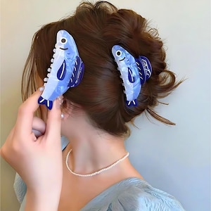 Fish Claw Clip, Ocean Whale Ponytail Clip, Sardine Hair Claw Clips, Hair Accessory