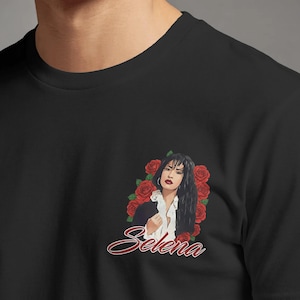 Selena Quintanilla geborduurd overhemd | Vintage Mexicaanse muziek Tee | Comfortkleuren borduurwerk | Serie Muziek | Legado Mexicano