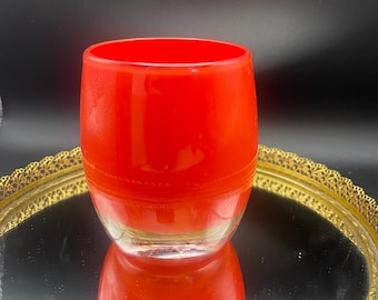 Early Glassybaby Seattle Suns Red Orange Hand Blown Glass Votive Pre-Triskelion
