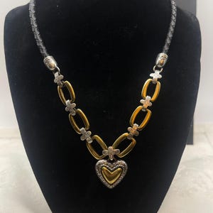 Vintage Brighton Heart Jewelry Set: Necklace, Bracelet, Earrings – Two Tone Y2K Style Bild 3