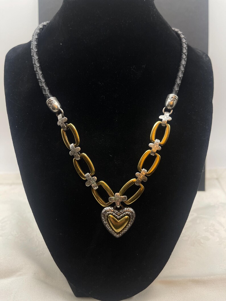 Vintage Brighton Heart Jewelry Set: Necklace, Bracelet, Earrings – Two Tone Y2K Style Bild 3