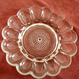 Indiana Glass Deviled Egg Dish, Clear Hobnail Pattern