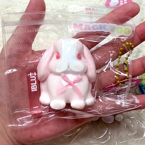 Taba Squishy Toy Bunny with Keychain Attachment Adorably Cute Design | Squeeze Toy | Stress Relief | Slime Toy | Fun Fidget Toy | Kawaii