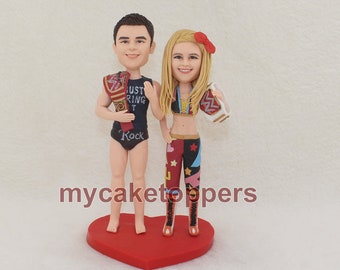 Unique wedding cake topper wedding cake topper wwe wedding figure wedding bobblehead cake topper bride and groom wedding topper