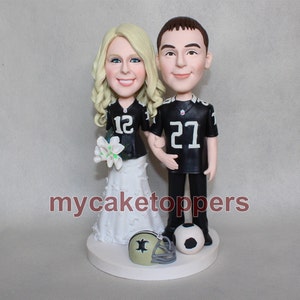 football wedding cake topper football bobblehead cake topper wedding jersey sport wedding bobblehead