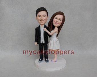 Adorno para tarta de boda personalizado: Pareja cabezona personalizada