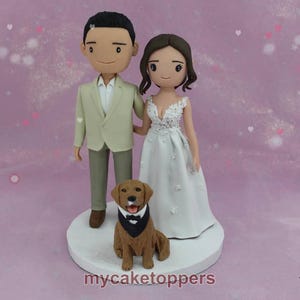 Custom Wedding Cake Topper: Personalized Cartoon Couple Figurine
