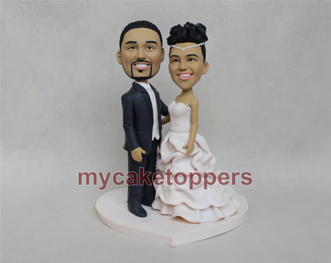 Custom Wedding Cake Topper: Personalized Clay Couple Figurine - Etsy