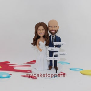Personalized Wedding Cake Topper: Custom Bobblehead Bride and Groom