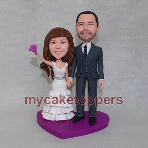 Custom Wedding Cake Topper: Bride and Groom Bobblehead Figurine