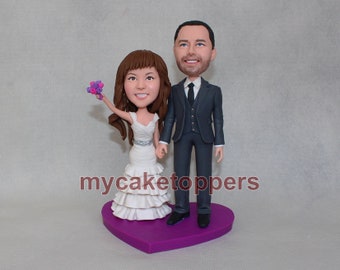 wedding cake topper figurine cartoon cake topper look like you bride and groom cake topper wedding bobblehead
