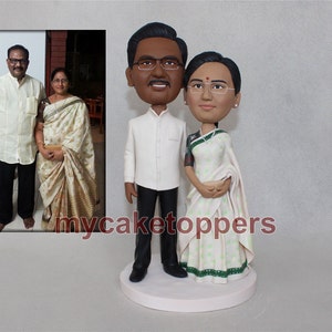 Custom Wedding Cake Topper: Personalized Clay Couple Figurine