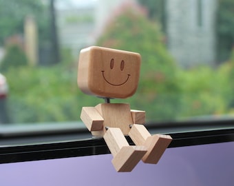 Shaking Legs Wooden Man Car Air Freshener: Desk Ornament wobbly doll for car display holloween bridesmaid groomsman gift